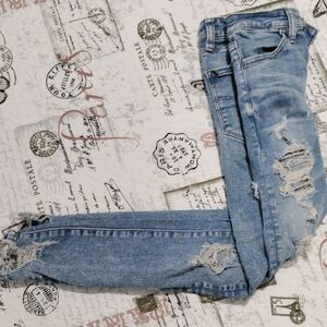 American Eagle Outfitters Sky Blue Ripped Boyfriend Jeans It's 000 Short